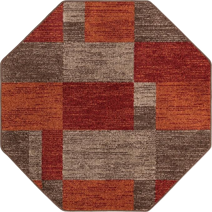 Unique Loom Autumn Collection Area Rug - Providence (5' 1" Octagon, Multi/ Beige)