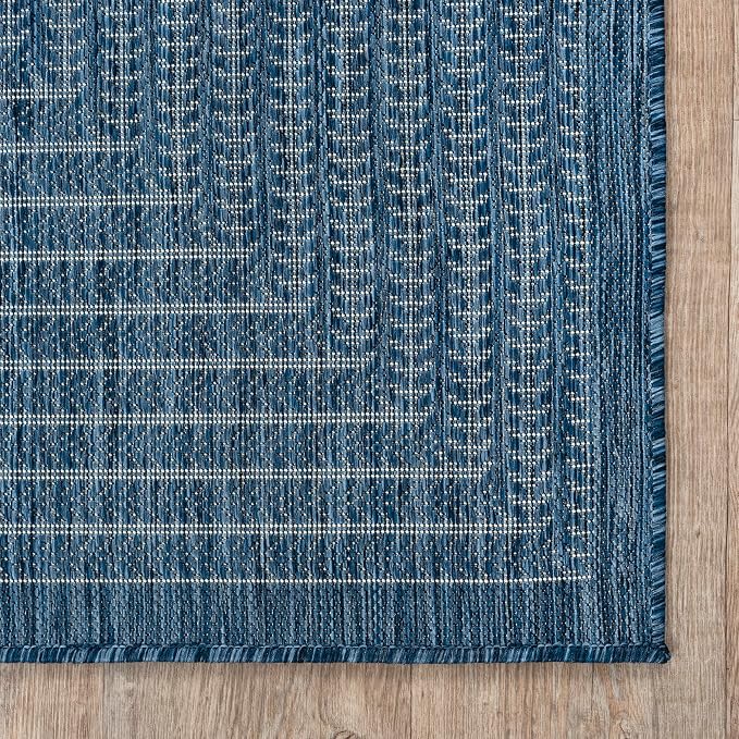 Adiva Rugs Outdoor Indoor Area Rug, Weather Resistant, Easy to Clean, Stain Resistant Floor Mat for Dining Room, Backyard, Deck, Patio (Azure Denim Blue, 8' x 10')