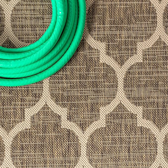 JONATHAN Y Moroccan Trellis Indoor Outdoor Runner Rug 2X20 Brown/Beige, Trebol Textured Weave for Backyard, Patio, Porch, Easy-Cleaning, High Traffic, Pet-Friendly, Non-Shedding (SMB109A-220)