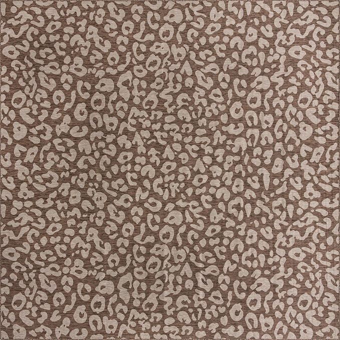 Unique Loom Outdoor Safari Collection Area Rug - Leopard (13' Square, Brown/ Light Brown)