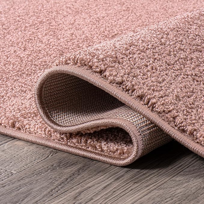 JONATHAN Y Haze Solid Low-Pile Pink 5' Round Indoor Area Rug, Coastal,Bohemian,Minimalist,Classic, Easy-Cleaning for Living Room,Bedroom,Kitchen,Pet Friendly,Non-Shedding (SEU100P-5R)