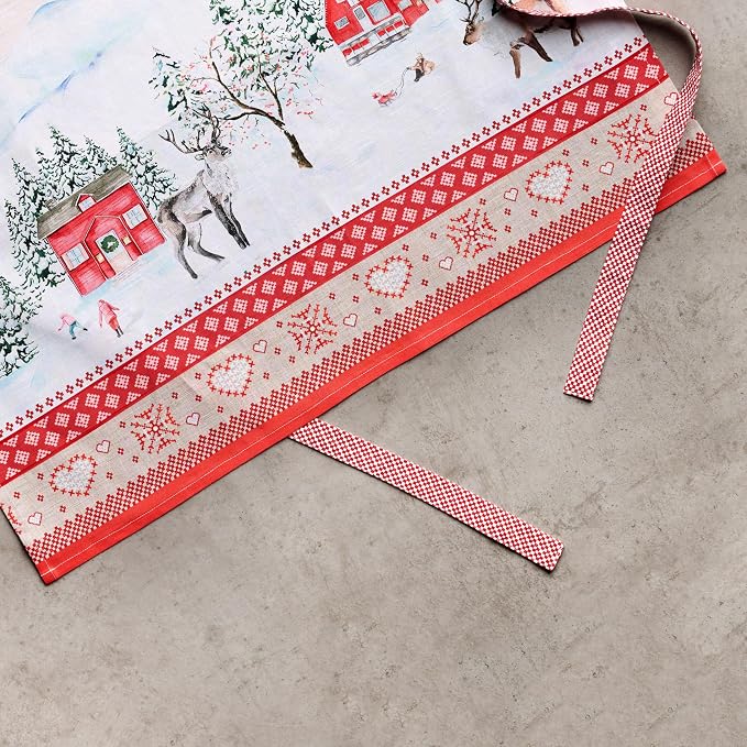 Maison d' Hermine Aprons for women with Pocket 100% Cotton (27.50"x31.50") | Adjustable Neck Strap & long ties Apron Men Chef Wedding Cooking Gardening Server Maid