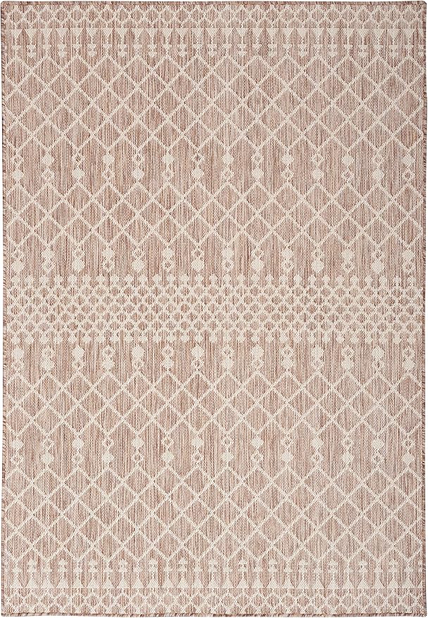 Nourison Home Positano Beige 7' x 10' Area Rug - Easy Clean, Non Shedding, Bed Room, Living Room, Dining Room, Kitchen (7' x 10')