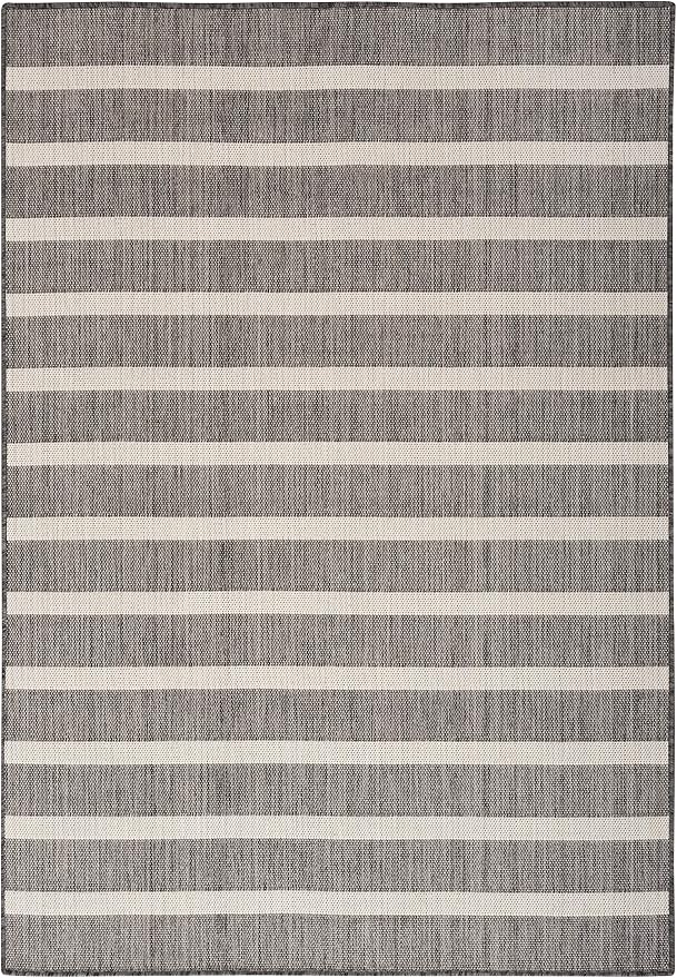 Nourison Home Positano Charcoal Ivory 4' x 6' Area Rug - Easy Clean, Non Shedding, Bed Room, Living Room, Dining Room, Kitchen (4' x 6')