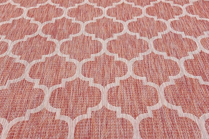 Unique Loom Outdoor Trellis Collection Area Rug (6' 1" x 9' Rectangle, Rust Red/ Ivory)