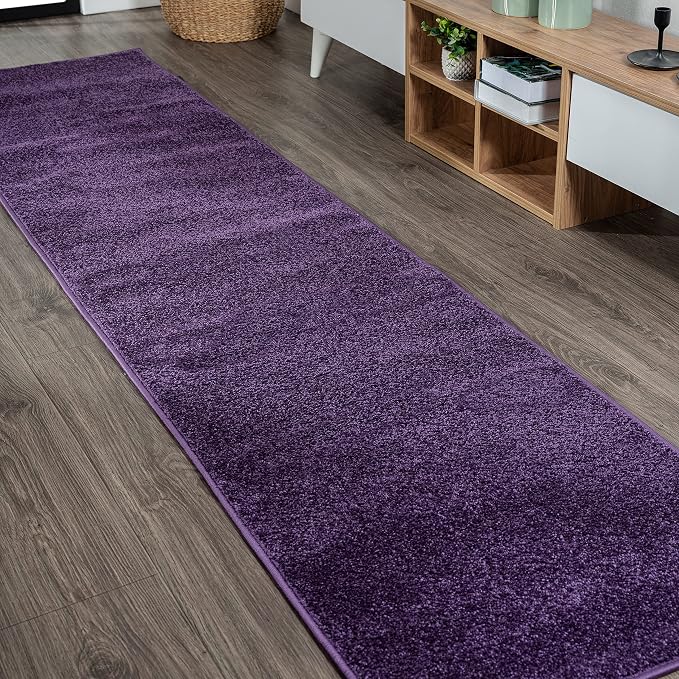 JONATHAN Y Haze Solid Low-Pile Purple Runner Rug 2x16, Coastal,Bohemian,Minimalist,Classic, Easy-Cleaning for Living Room,Bedroom,Kitchen,Pet Friendly,Non-Shedding (SEU100N-216)