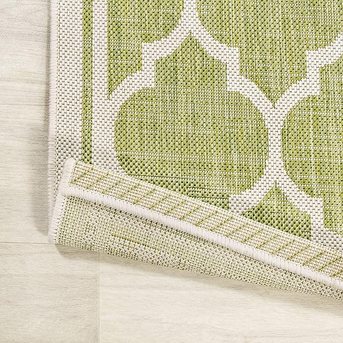 JONATHAN Y Moroccan Trellis Indoor Outdoor Runner Rug 2X10 Green/Cream, Trebol Textured Weave for Backyard, Patio, Porch, Easy-Cleaning, High Traffic, Pet-Friendly, Non-Shedding (SMB109G-210)