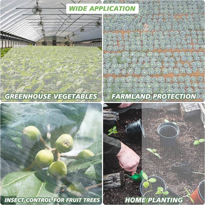 Garden Netting Mosquito Insect Birds Animals Barrier Protection Net Ultra Fine Garden Mesh Netting Plant Covers for Vegetable Plants Fruits Flowers Trees Greenhouse Row Cover(10×20 Ft)