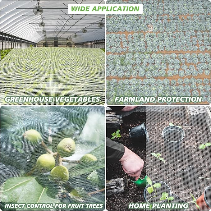 Garden Netting,8x33Ft Mosquito Insect Birds Animals Barrier Protection Net Ultra Fine Garden Mesh Netting Plant Covers for Vegetable Plants Fruits Flowers Trees Greenhouse Row Cover