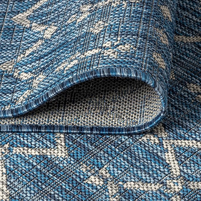 JONATHAN Y Moroccan Geometric Indoor Outdoor Square Area Rug 3X3 Navy/Light Gray, Ourika Textured Weave for Backyard, Patio, Porch, Easy-Cleaning, High Traffic, Pet-Friendly, Non-Shedding SMB108B-3SQ