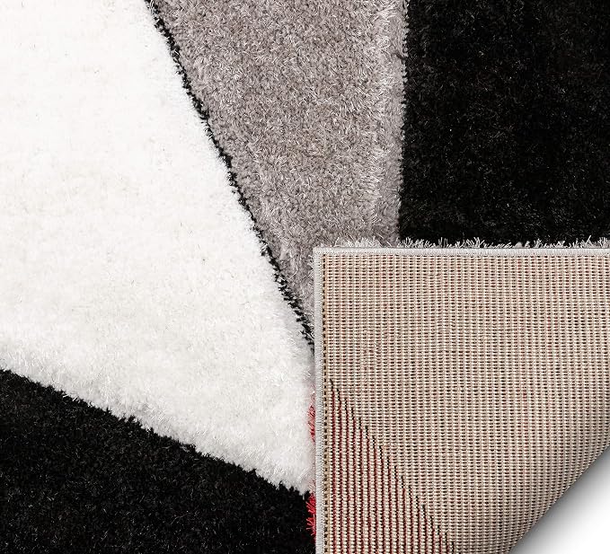 Well Woven Walker Red Triangle Boxes Thick Soft Plush 3D Textured Shag Runner Rug (2'7" x 9'10")