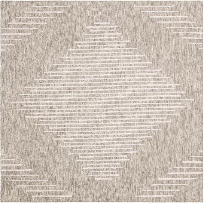 Unique Loom Outdoor Modern Collection Area Rug - Tambor (10' Square Gray/Ivory)