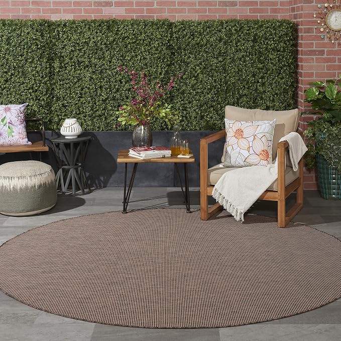 Nourison Home Positano Natural 8' x Round Area Rug - Easy Clean, Non Shedding, Bed Room, Living Room, Dining Room, Kitchen (8' x Round)