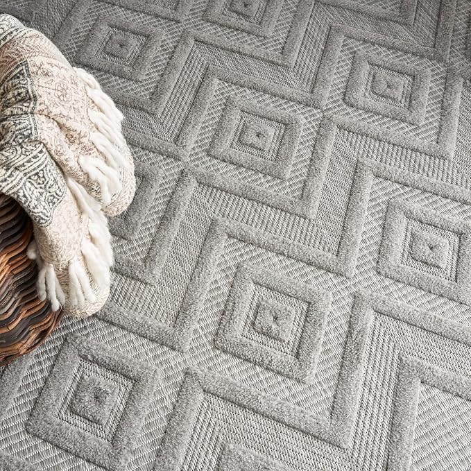Nourison Home Versatile Silver Grey 9' x 12' Area Rug - Easy Clean, Non Shedding, Bed Room, Living Room, Dining Room, Kitchen (9' x 12')