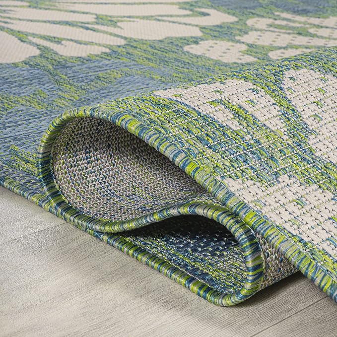 JONATHAN Y Floral Textured Weave Indoor Outdoor Area Rug 4X6 Cream/Green, Zinnia Modern for Backyard, Patio, Porch, Easy-Cleaning, High Traffic, Pet-Friendly, Non-Shedding (SMB110D-4)
