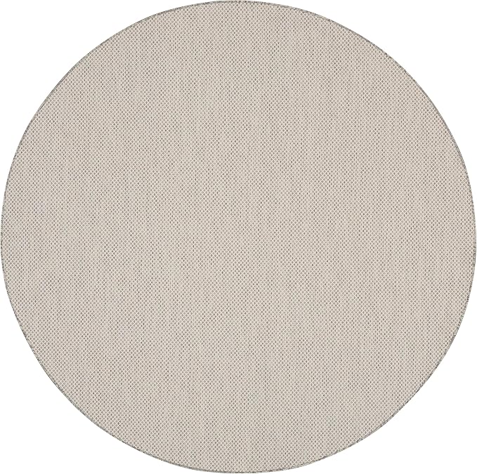 Nourison Home Courtyard Ivory Silver 8' x Round Area Rug - Easy Clean, Non Shedding, Bed Room, Living Room, Dining Room, Kitchen (8' x Round)