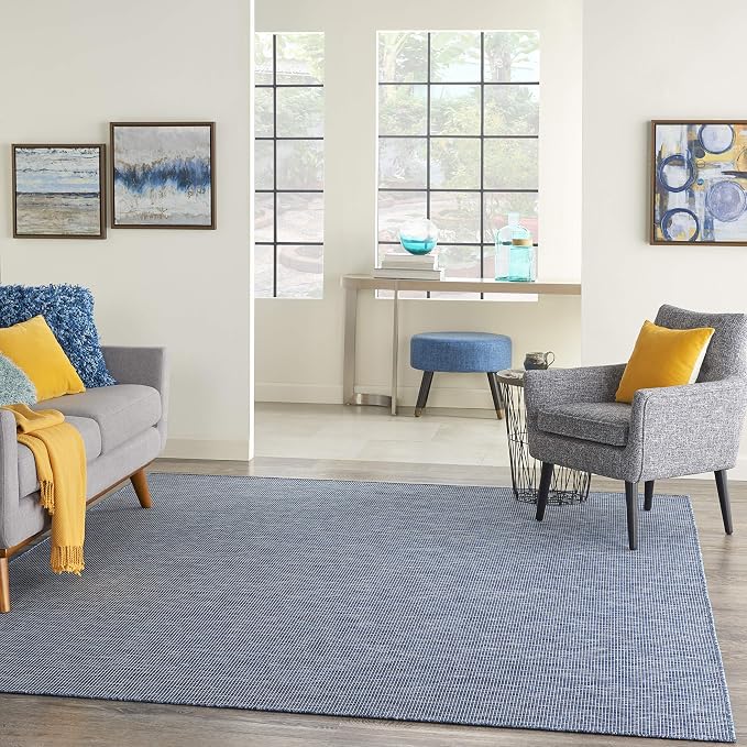 Nourison Home Positano Navy Blue 6' x 9' Area Rug - Easy Clean, Non Shedding, Bed Room, Living Room, Dining Room, Kitchen (6' x 9')