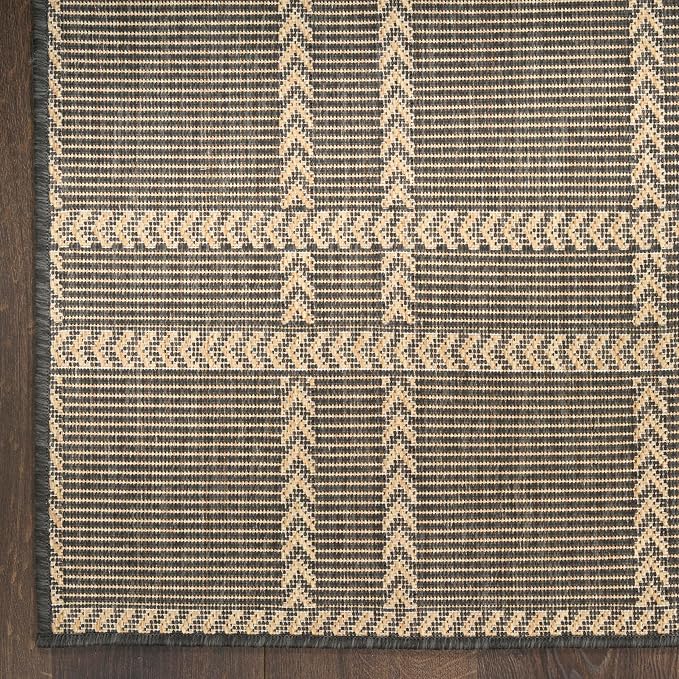 Nourison Home Horizon Indoor/Outdoor Charcoal 6' x 9' Area Rug - Easy Clean, Non Shedding, Bed Room, Living Room, Dining Room, Kitchen (6' x 9')