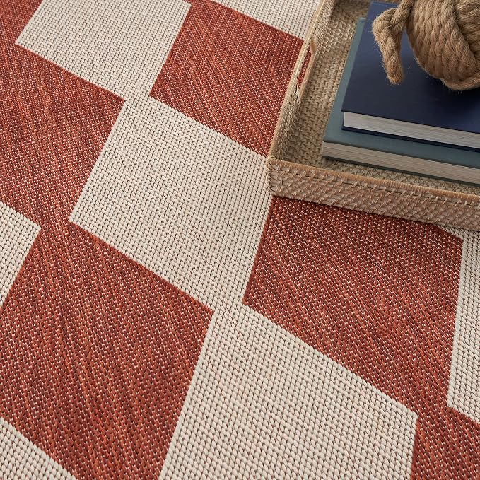 Nourison Home Positano Terracotta 6' x 9' Area Rug - Easy Clean, Non Shedding, Bed Room, Living Room, Dining Room, Kitchen (6' x 9')