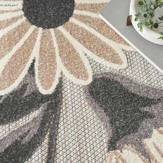 Nourison Home Aloha Beige 7' x 10' Area Rug - Easy Clean, Non Shedding, Bed Room, Living Room, Dining Room, Kitchen (7' x 10')
