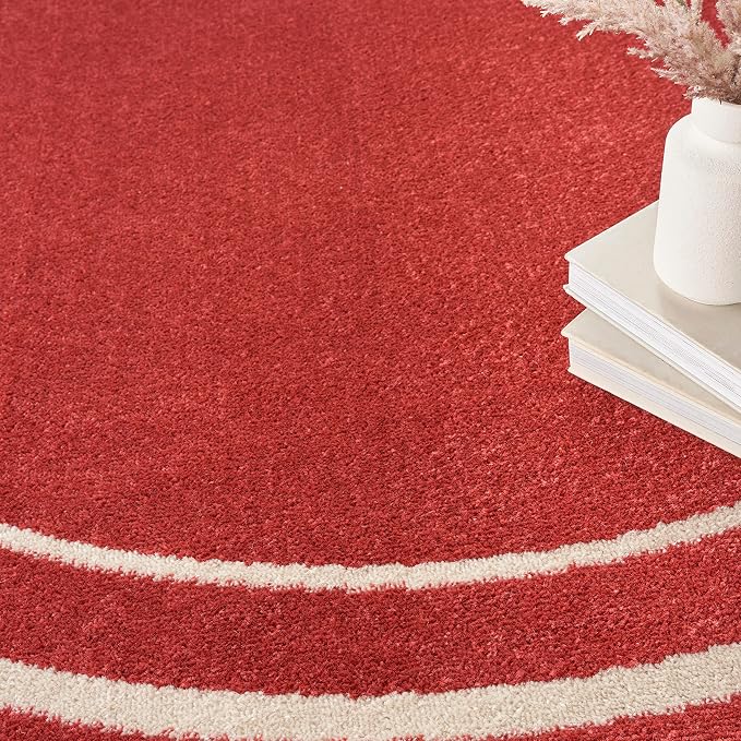 Nourison Home Nourison Essentials Brick Ivory 4' x Round Area Rug - Easy Clean, Non Shedding, Bed Room, Living Room, Dining Room, Kitchen (4' x Round)