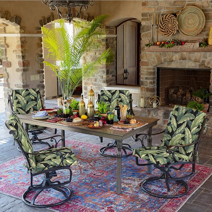Arden 2-Pack Patio Dining Outdoor Chair Cushions, 20x44, Rain-Proof Seat Pad, Fade-Resistant Outdoor Onyx Cebu