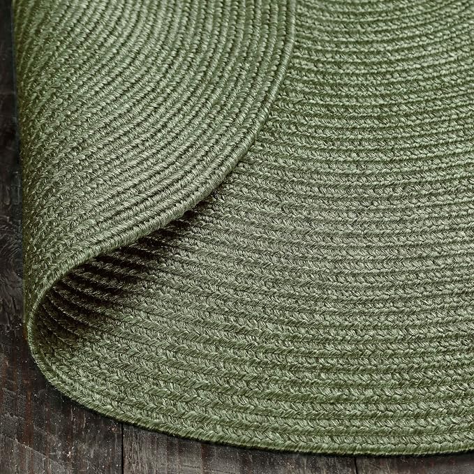 Superior Indoor/Outdoor Area Rug, Reversible Braided Floor Decor for Living Room, Kitchen, Patio, Front Porch, Modern Boho Farmhouse Rugs, Hardwood, Bedroom Accessories, 5' x 8', Green