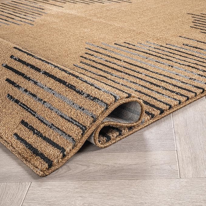 Rugshop Bohemian Stripe Stain Resistant Living Room Runner Rug Jute 2' x 7' | High Traffic, Rectangular, Size 2' x 7', Bedroom, Dining Room, Home Office, Kitchen, Entryway, Hallway, Nursery, Kids Room