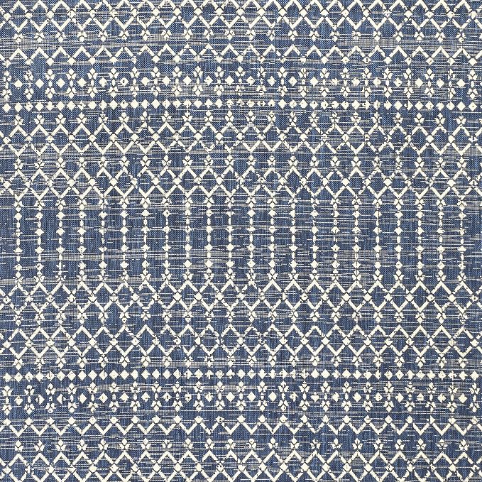 JONATHAN Y Moroccan Geometric Indoor Outdoor Square Area Rug 3X3 Navy/Beige, Ourika Textured Weave for Backyard, Patio, Porch, Easy-Cleaning, High Traffic, Pet-Friendly, Non-Shedding (SMB108K-3SQ)