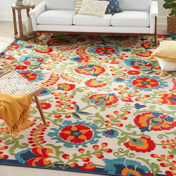 Nourison Home Aloha Multicolor 12' x 15' Area Rug - Easy Clean, Non Shedding, Bed Room, Living Room, Dining Room, Kitchen (12' x 15')