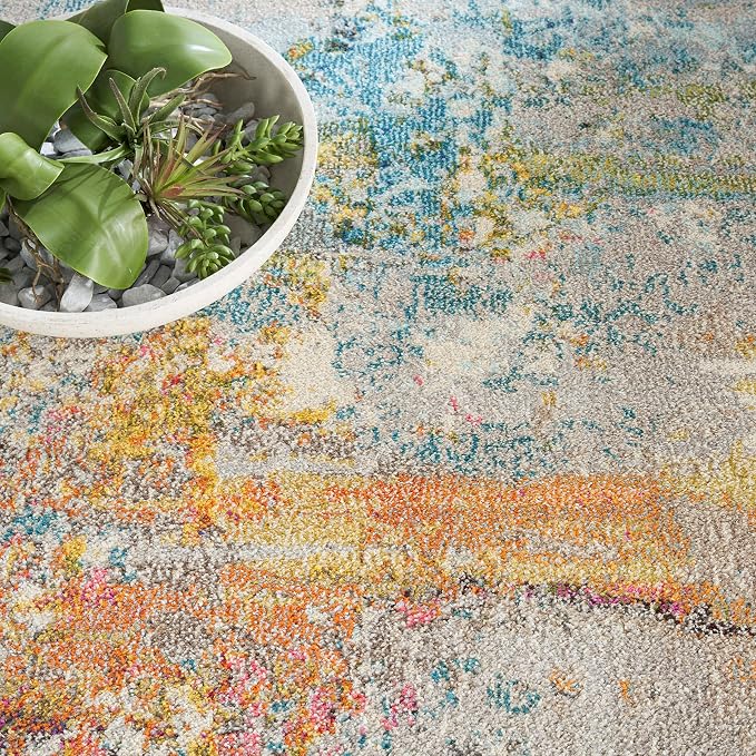 Nourison Home Celestial Sealife 10' x Round Area Rug - Easy Clean, Non Shedding, Bed Room, Living Room, Dining Room, Kitchen (10' x Round)