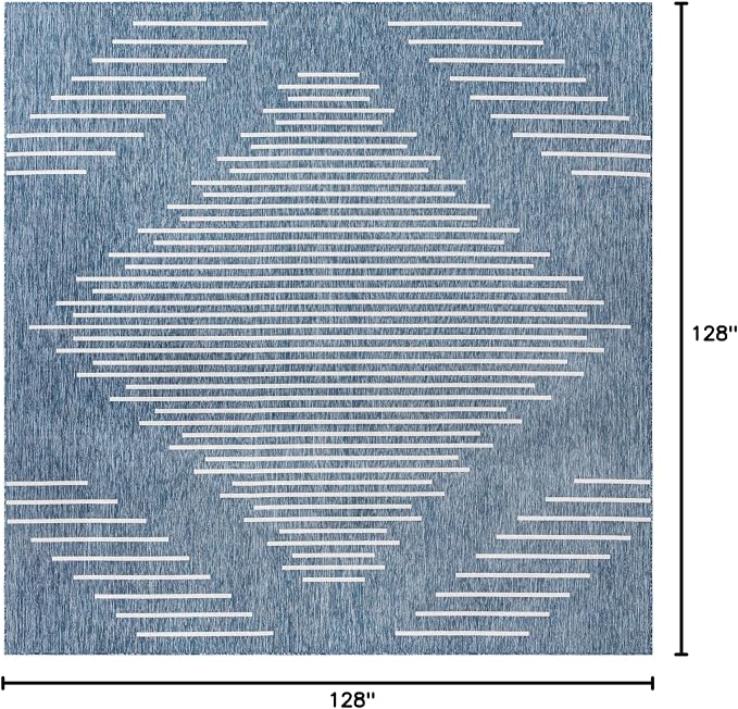 Unique Loom Outdoor Modern Collection Area Rug - Tambor (10' 8" Square Blue/Ivory)