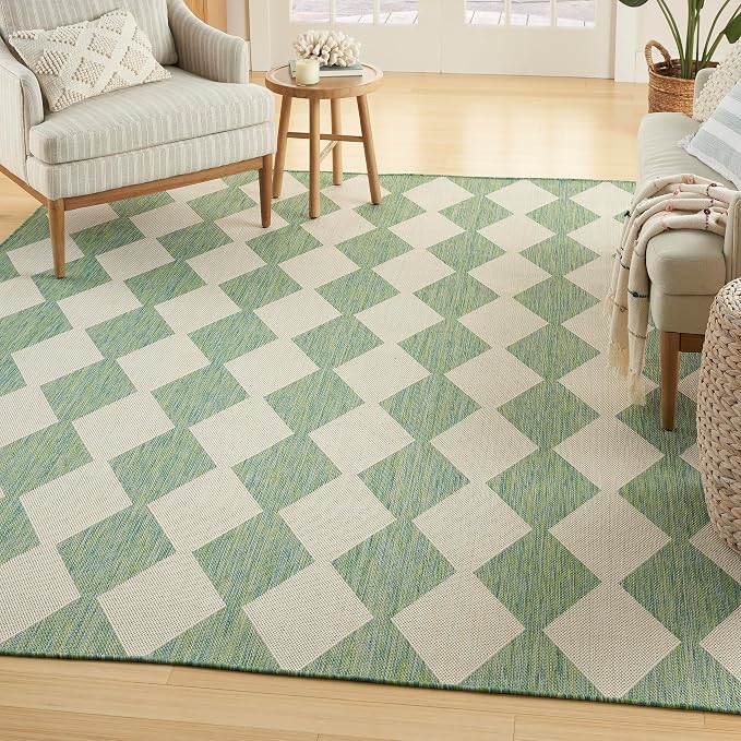 Nourison Home Positano Blue Green 6' x 9' Area Rug - Easy Clean, Non Shedding, Bed Room, Living Room, Dining Room, Kitchen (6' x 9')
