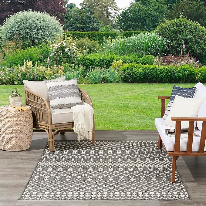 Nourison Home Positano Charcoal 9' x 12' Area Rug - Easy Clean, Non Shedding, Bed Room, Living Room, Dining Room, Kitchen (9' x 12')