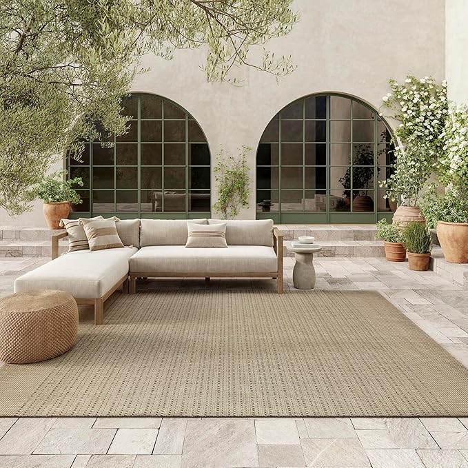 Nourison Home Tulum Taupe 9' x 12' Area Rug - Easy Clean, Non Shedding, Bed Room, Living Room, Dining Room, Kitchen (9' x 12')