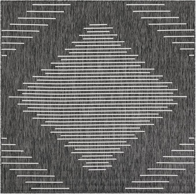 Unique Loom Outdoor Modern Collection Area Rug - Tambor (6' 1" Square Charcoal Gray/Ivory)