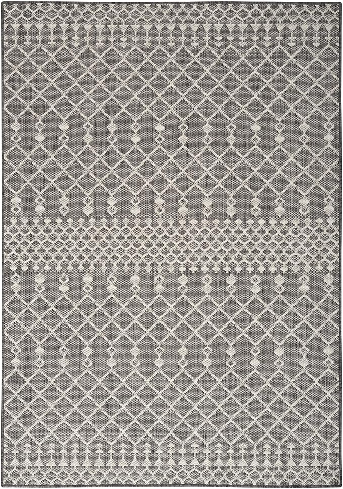 Nourison Home Positano Charcoal 6' x 9' Area Rug - Easy Clean, Non Shedding, Bed Room, Living Room, Dining Room, Kitchen (6' x 9')