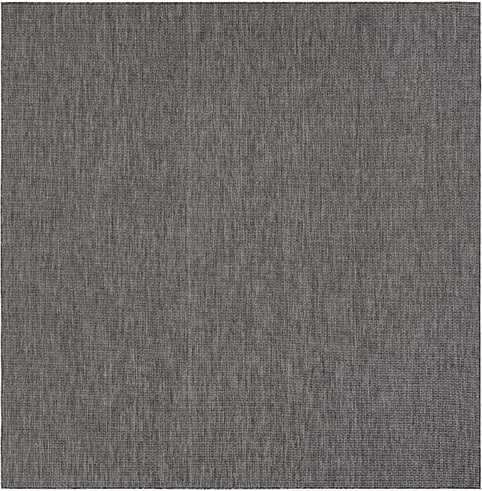 Unique Loom Outdoor Solid Collection Area Rug (10' Square Black/Ivory)