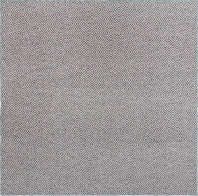 Unique Loom Jill Zarin Jill Zarin Outdoor Collection Area Rug - Costa Rica (13' Square, Pink and Aqua/Light Blue)