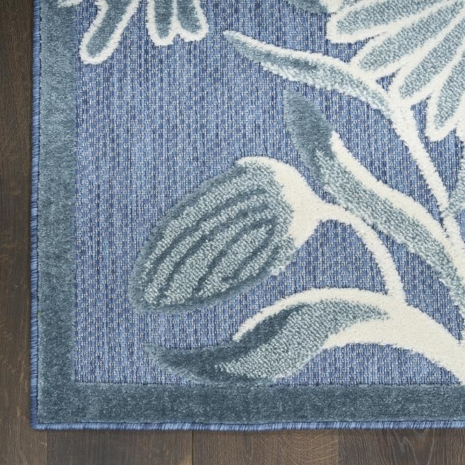 Nourison Home Aloha Blue 7'10" x 10'6" Area Rug - Easy Clean, Non Shedding, Bed Room, Living Room, Dining Room, Kitchen (8' x 11')