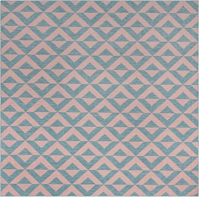 Unique Loom Jill Zarin Unique Loom Outdoor Collection Area Rug - Napa (13' Square, Pink and Aqua/Light Blue)
