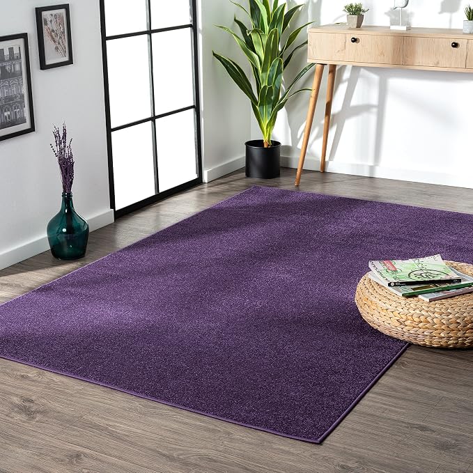 JONATHAN Y Haze Solid Low-Pile Purple Indoor Area Rug 10x14, Coastal,Bohemian,Minimalist,Classic, Easy-Cleaning for Living Room,Bedroom,Kitchen,Pet Friendly,Non-Shedding (SEU100N-14)