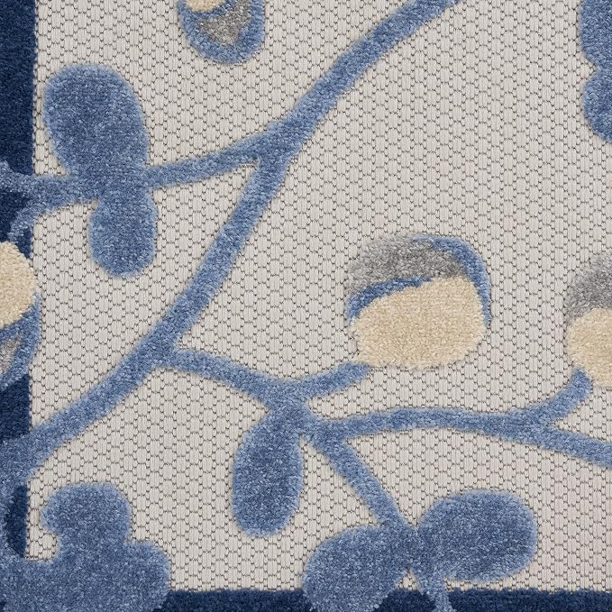 Nourison Home Aloha Blue Grey 2'3" x 12' Area Rug - Easy Clean, Non Shedding, Bed Room, Living Room, Dining Room, Kitchen (12' Runner)