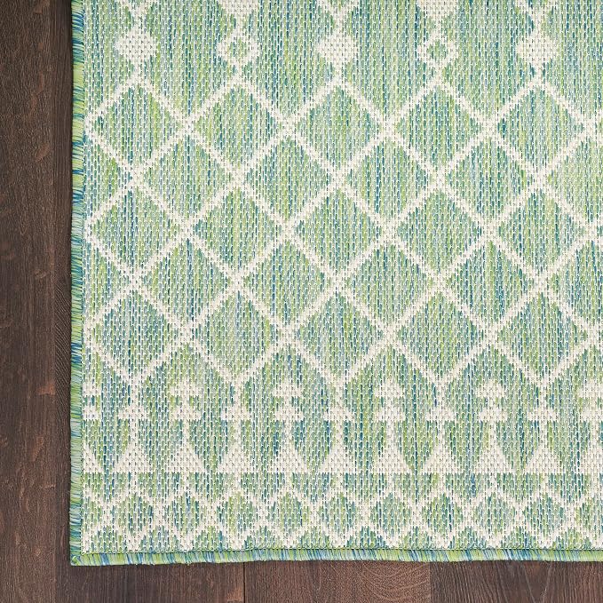 Nourison Home Positano Blue Green 7' x 10' Area Rug - Easy Clean, Non Shedding, Bed Room, Living Room, Dining Room, Kitchen (7' x 10')