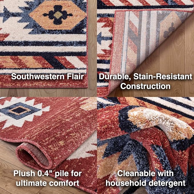 Well Woven Tulsa Lea Crimson Traditional Southwestern Tribal 5'3" x 7'3" Area Rug