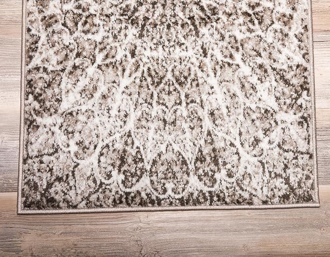 Unique Loom Sofia Collection Area Rug - Grace (2' x 9' 10" Runner, Brown/ Ivory)