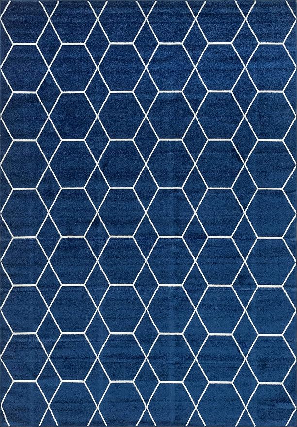 Unique Loom Trellis Frieze Collection Area Rug - Geometric (10' x 14' 1" Rectangle Navy Blue/Ivory)