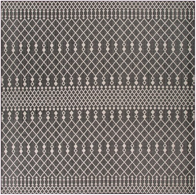 Nourison Home Positano Black 12' x Square Area Rug - Easy Clean, Non Shedding, Bed Room, Living Room, Dining Room, Kitchen (12' x Square)
