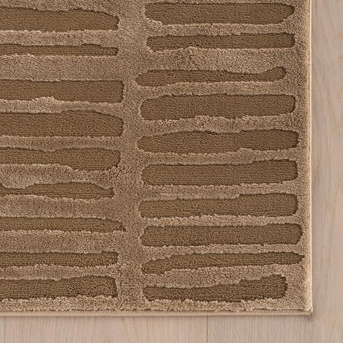 nuLOOM Kailani Sand Abstract Washable Area Rug, 7' x 9' | Nuloom Kailani Abstract 7' x 9' Machine Washable Area Rug for Living Room Bedroom Dining Room, Sand