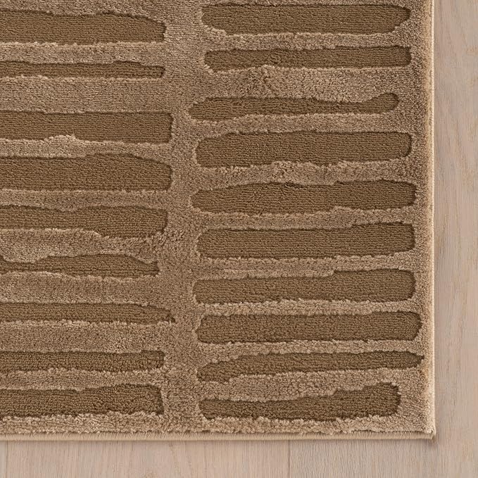 nuLOOM Kailani Sand Abstract Washable Area Rug, 4' x 6' | Nuloom Kailani Abstract 4' x 6' Machine Washable Area Rug for Living Room Bedroom Dining Room, Sand